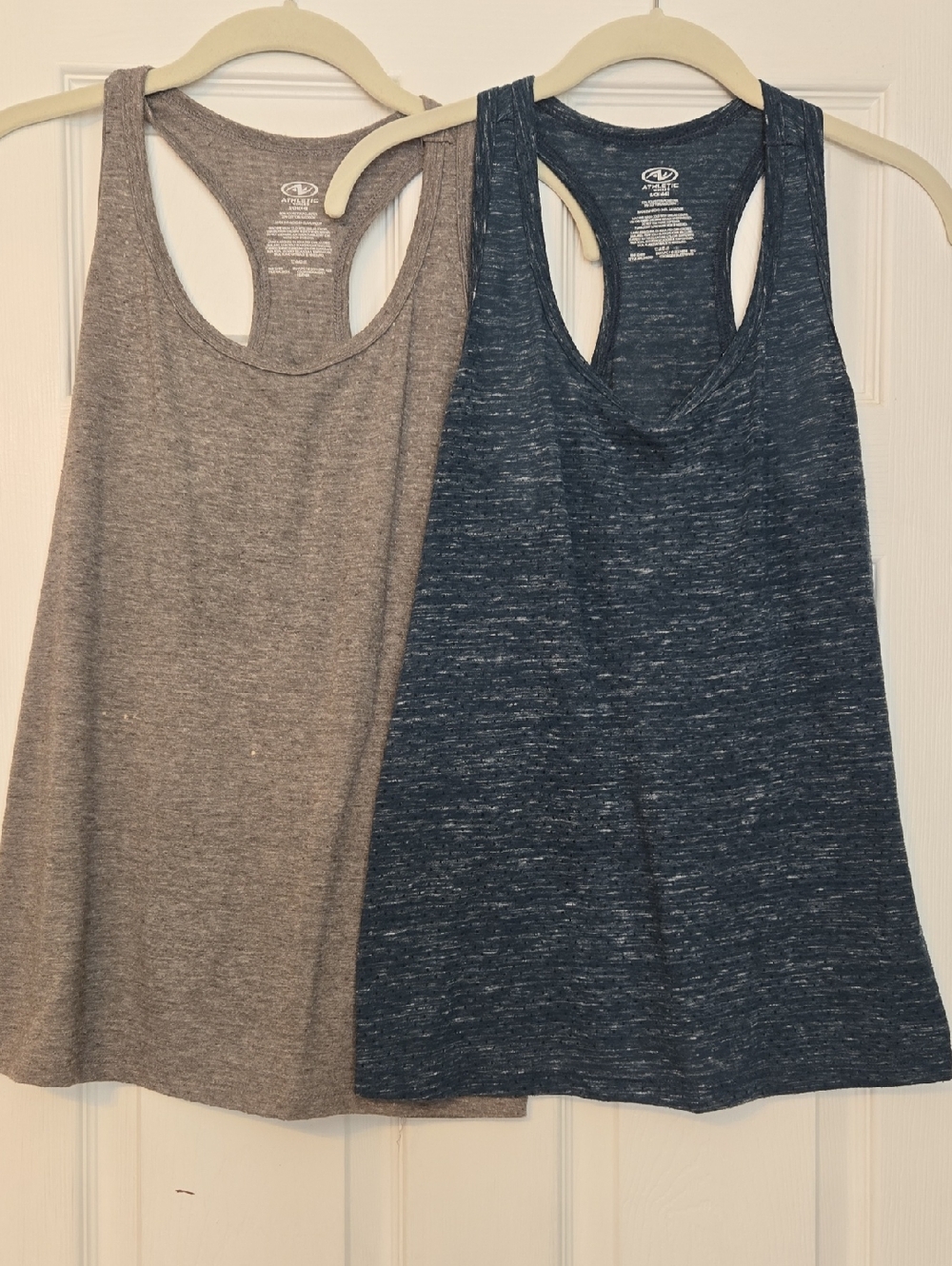 Athletic Works Racerback Tank Tops in Gray and Navy Heather